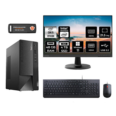 LENOVO Neo 50T M0MJTXD095 i5 12400 48GB RAM 4TB SSD 21.5" W11H MASAÜSTÜ PC