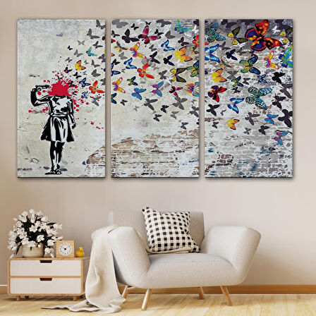 Banksy Kelebek Kanvas Tablo, Kelebek Kız İntihar Tablosu-5389