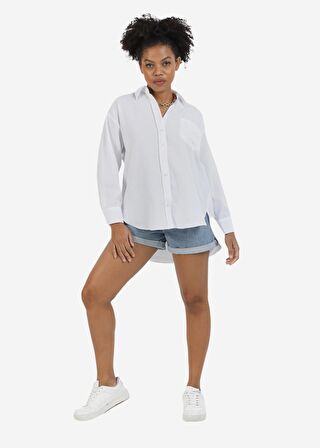 Kırık Beyaz Boyfriend Gömlek