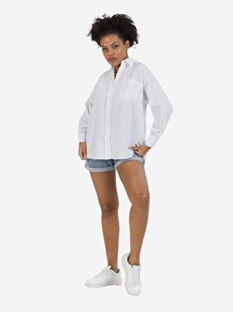 Kırık Beyaz Boyfriend Gömlek