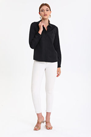 Kadın Klasik Fitilli  Likralı Gömlek