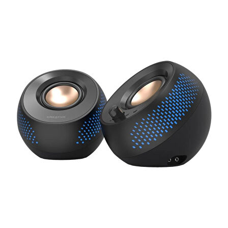 Creative Pebble X 2.0 Özelleştirilebilir RGB Aydınlatma, Bluetooth 5.3, 15W'a Kadar RMS Gücüne Sahip USB-C Hoparlör
