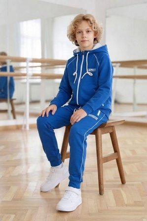 Erkek Çocuk Scuba Atheletic Reglan Kol Kapüşonlu Dalgıç Kumaş Eşofman Takımı ESF7028