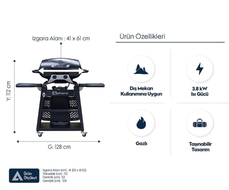 Storm 2B Klasik Gazlı Barbekü - 2 Brülörlü, Taşınabilir, Tekerlekli, Kapaklı Bahçe Mangalı