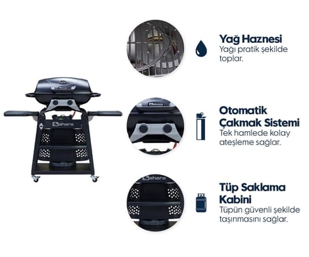 Storm 2B Klasik Gazlı Barbekü - 2 Brülörlü, Taşınabilir, Tekerlekli, Kapaklı Bahçe Mangalı