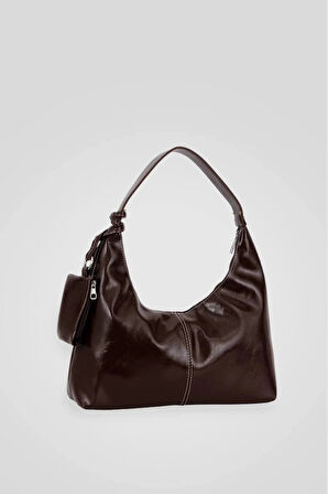 Crocus Taba Süet Cüzdanlı Trend Baget Kadın Omuz Çantası