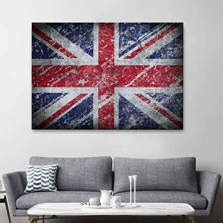 İngiltere Bayrağı Rustik Kanvas Tablo, Ev ve Ofis Dekoru-5392