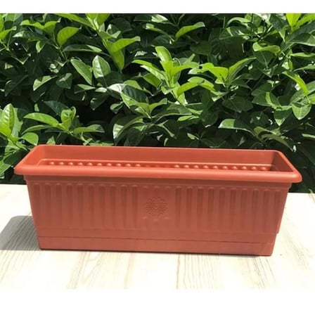 50 cm Kendinden Tabaklı Drenajlı Balkon Saksısı - 9,5 Litre Hacimli Plastik Çiçek Saksısı