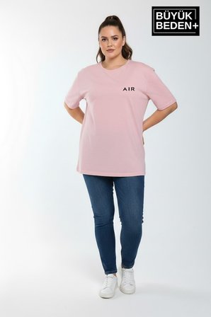 süperlife kadın büyük beden ar baskılı 3xl-6xl bisiklet yaka tshırt spr26btsk510-1