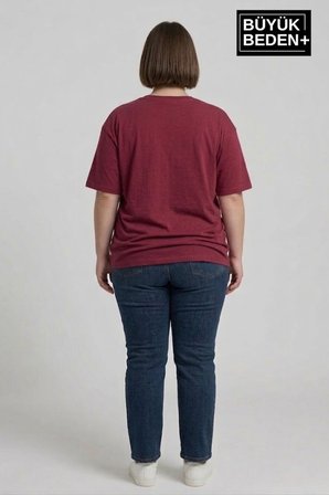 süperlife kadın büyük beden ar baskılı 3xl-6xl bisiklet yaka tshırt spr26btsk510-1
