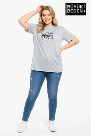 süperlife kadın büyük beden california 1974 baskılı  3xl-6xl bisiklet yaka tshırt spr25btsk510-2
