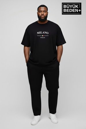 süperlife erkek büyük beden milano i̇talia baskılı 3xl-6xl bisiklet yaka tshırt spr26bts510-09