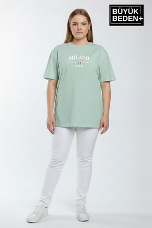 süperlife kadın büyük beden milano i̇talia baskılı 3xl-6xl bisiklet yaka tshırt spr25btsk510-09
