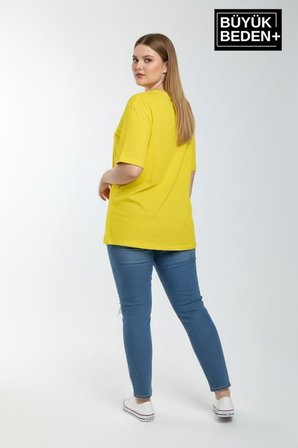 süperlife kadın büyük beden milano i̇talia baskılı 3xl-6xl bisiklet yaka tshırt spr25btsk510-09