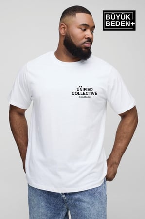 Erkek Büyük Beden Unified Collective Baskılı 3xl-6xl Bisiklet Yaka Tshırt SPR26BTS510-10
