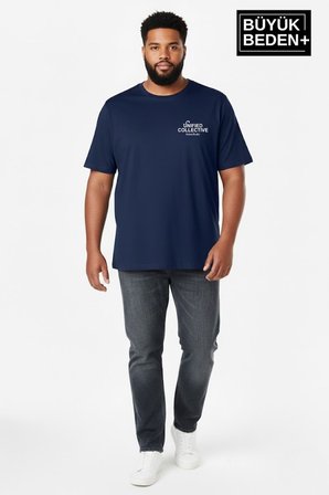 Erkek Büyük Beden Unified Collective Baskılı 3xl-6xl Bisiklet Yaka Tshırt SPR26BTS510-10