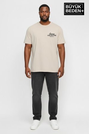 Erkek Büyük Beden Unified Collective Baskılı 3xl-6xl Bisiklet Yaka Tshırt SPR26BTS510-10