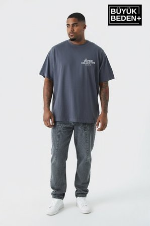 Erkek Büyük Beden Unified Collective Baskılı 3xl-6xl Bisiklet Yaka Tshırt SPR26BTS510-10