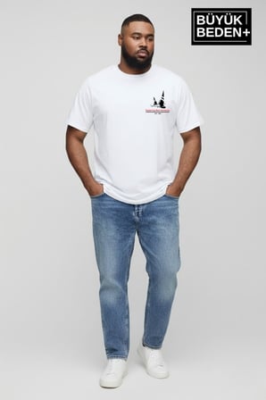 Erkek Büyük Beden Yelken Baskılı 3xl-6xl Bisiklet Yaka Tshırt SPR26BTS510-11