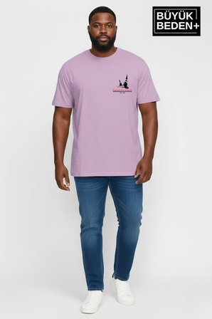 Erkek Büyük Beden Yelken Baskılı 3xl-6xl Bisiklet Yaka Tshırt SPR26BTS510-11