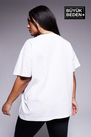 Kadın Büyük Beden Yelken Baskılı 3xl-6xl Bisiklet Yaka Tshırt SPR26BTSK510-11