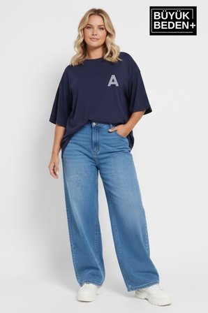 süperlife kadın büyük beden a baskılı 3xl-6xl bisiklet yaka tshırt spr26btsk510-12