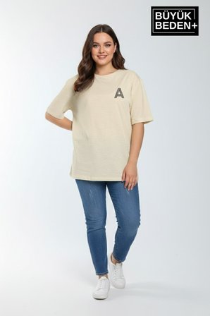 süperlife kadın büyük beden a baskılı 3xl-6xl bisiklet yaka tshırt spr26btsk510-12