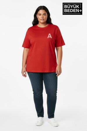 süperlife kadın büyük beden a baskılı 3xl-6xl bisiklet yaka tshırt spr26btsk510-12