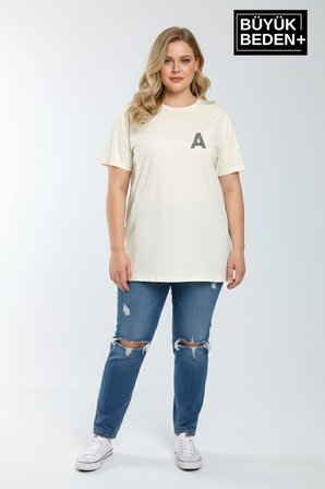 süperlife kadın büyük beden a baskılı 3xl-6xl bisiklet yaka tshırt spr26btsk510-12