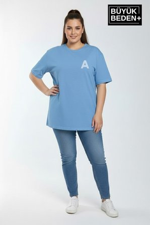 süperlife kadın büyük beden a baskılı 3xl-6xl bisiklet yaka tshırt spr26btsk510-12