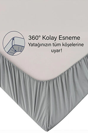 | Ranforce | Pamuklu Tek / Çift Kişilik Gri Lastikli Çarşaf | 14 Renk | Fıtted |