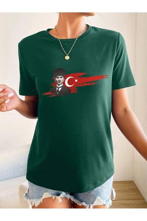 Unisex Atatürk Tasarım Basklı Tshirt