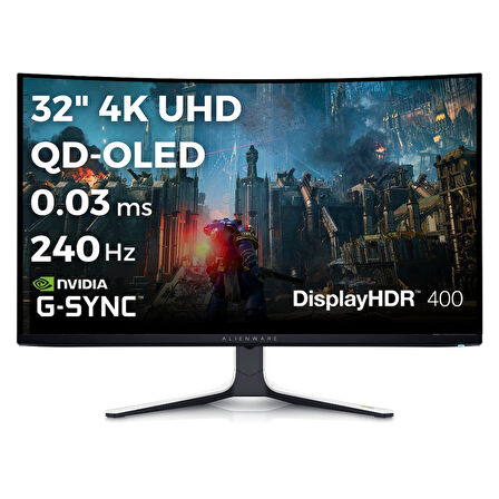 Dell Alienware AW3225QF 32 4K UHD 3840x2160 240Hz 0.03 ms HDMI DP Type-C HDR 400 G-Sync QD OLED Gaming Monitör
