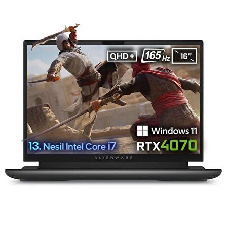 Dell Alienware M16 R1 AWM16I7X70WH Intel Core i7-13700HX 16GB DDR5 512GB SSD RTX4070 8GB 16 inç 165 Hz QHD+ Windows 11 Home Gaming Laptop
