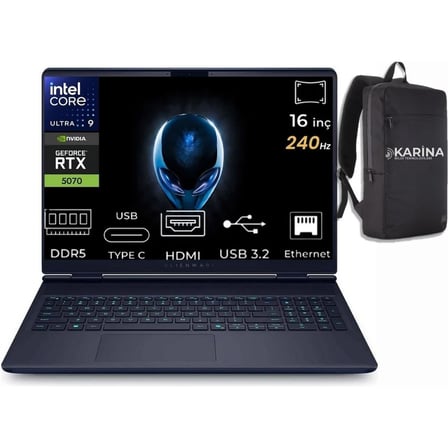 Dell Alienware 16X Aurora Intel Core Ultra 9-275HX AC16251-CU932157W-K08 48GB 4tb RTX5070 8gb W11HOME 16 Inç 2k Wqxga 240Hz 3ms Wva Taşınabilir Bilgisayar