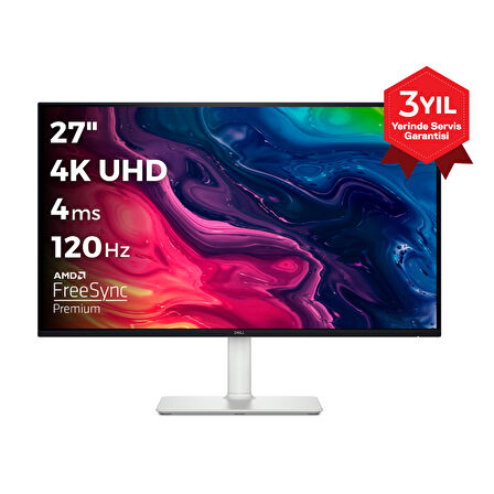 Dell S2725QS 27 3840x2160 4K UHD 120Hz 4ms HDMI DP FreeSync Premium IPS Monitör