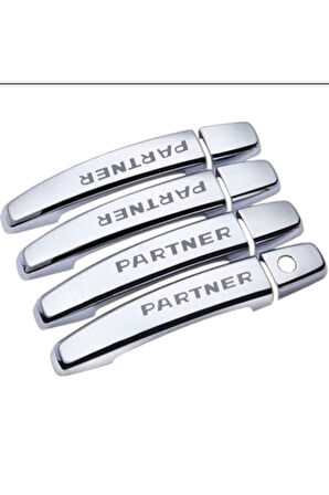 Peugeot Partner Tepee 2012> YAZILI Krom Kapi Kolu 4 Kapi Paslanmaz Çelik