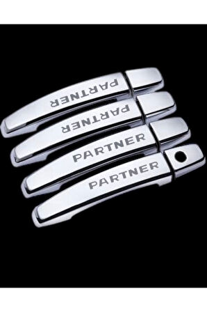 Peugeot Partner Tepee 2012> YAZILI Krom Kapi Kolu 4 Kapi Paslanmaz Çelik