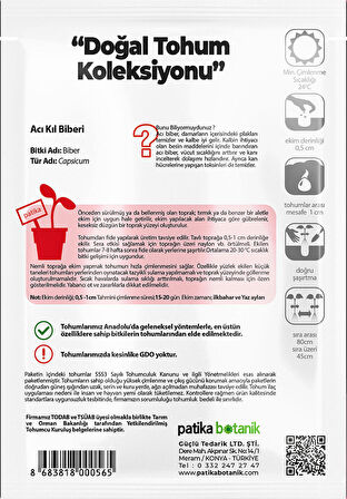 150 Adet Yerli Ata Acı Kıl Biber Tohumu