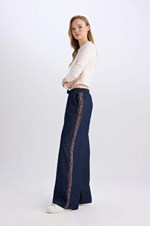 Pull On Wide Leg Yüksek Bel Uzun Jean Pantolon