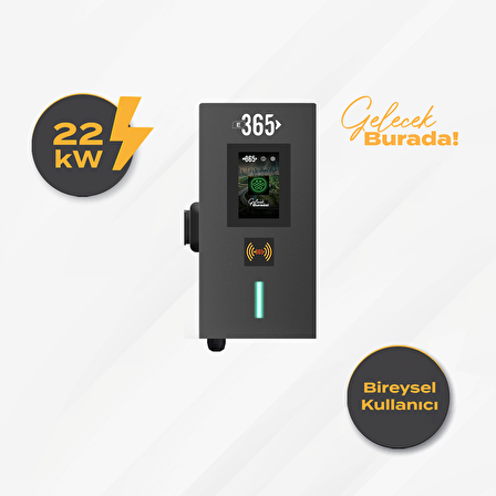E 365 AC Mini Tip 4.3 İnç Ekranlı Tek Soketli RFID 22kW Şarj İstasyonu