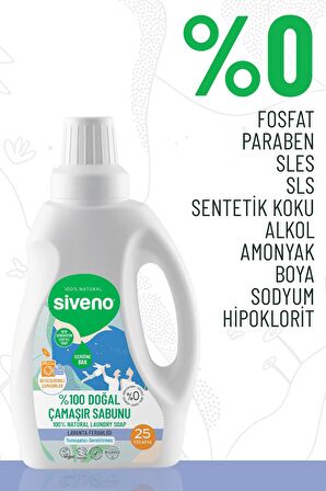 Siveno %100 Doğal Çamaşır Sabunu %100 Bitkisel Deterjan Kendinden Yumuşatıcılı Konsantre Vegan 750 ml