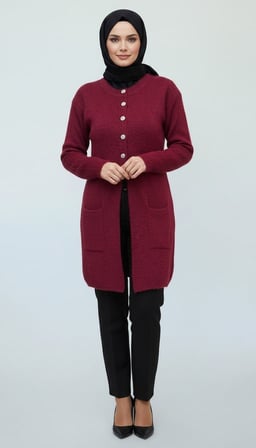 KADIN ORTA YAŞ VE ÜZERİ DÜĞMELİ CEPLİ ANGORA HIRKA