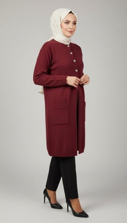 KADIN ORTA YAŞ VE ÜZERİ DÜĞMELİ CEPLİ ANGORA HIRKA