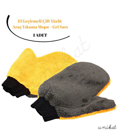 Mikrofiber El Geçirmeli Çift Yüzlü Araç Yıkama Mopu - 1Adet