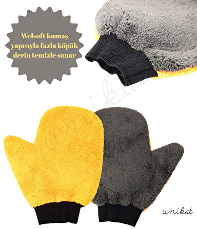 Mikrofiber El Geçirmeli Çift Yüzlü Araç Yıkama Mopu - 1Adet