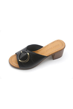 Castle Black 4576-1 Kadın Deri Terlik