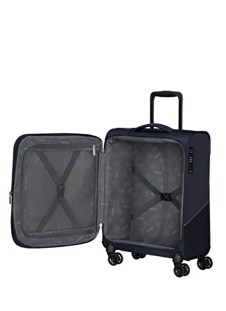 American Tourister Lacivert Çekçekli Kumaş Valiz SUMMERRIDE-SPINNER S EXP TSA