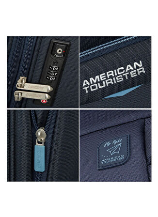 American Tourister Lacivert Çekçekli Kumaş Valiz SUMMERRIDE-SPINNER S EXP TSA