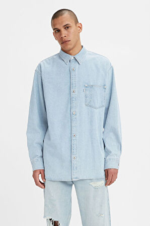 Levi's Erkek Gümüş Cepli Denim Oversize Kot Gömlek A3404-0002